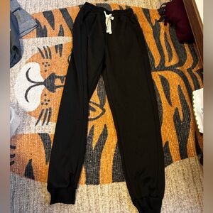 Black Jogger Pants with White Drawstring